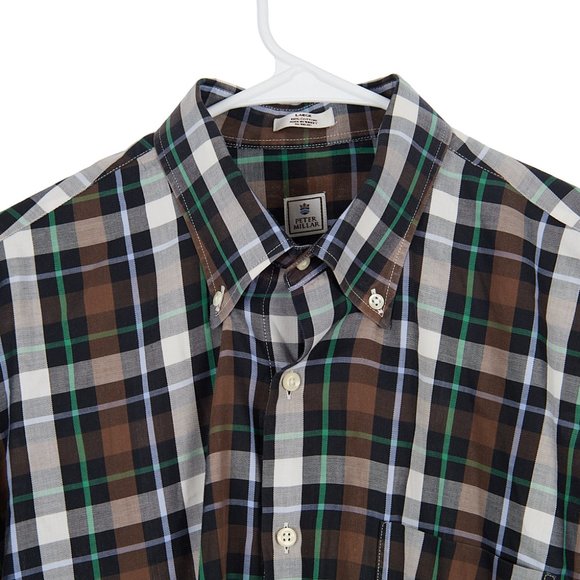 Peter Millar Plaid Cotton Button Down Men's Large - Picture 2 of 7